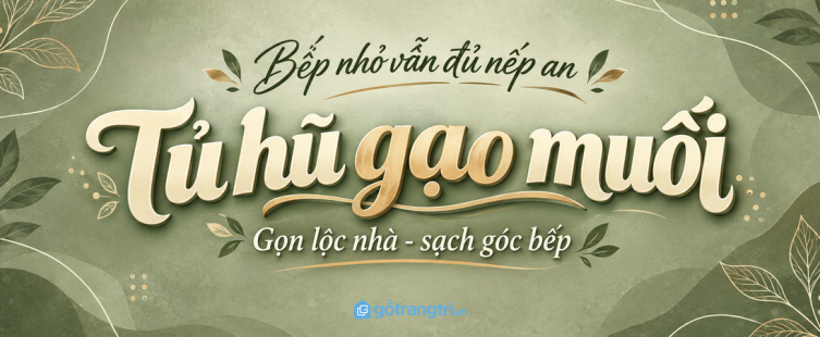 Tủ hũ gạo muối phong thủy cho bếp nhỏ: gọn lộc nhà, sạch góc bếp và dễ dùng