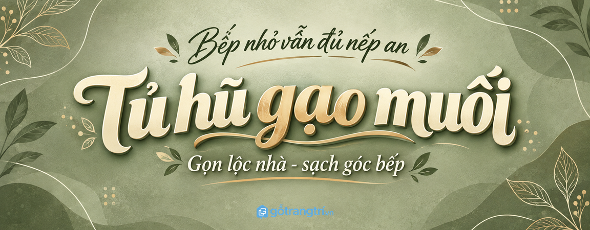 Tủ hũ gạo muối phong thủy cho bếp nhỏ: gọn lộc nhà, sạch góc bếp và dễ dùng