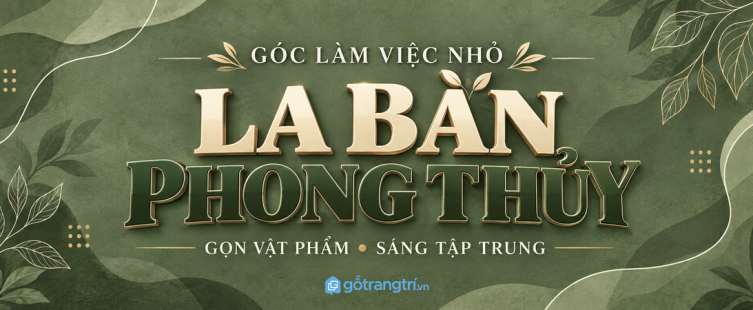 Tủ la bàn phong thủy cho bàn làm việc nhỏ: gọn vật phẩm, sáng góc và dễ tập trung