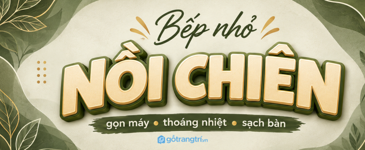 Tủ nồi chiên không dầu cho bếp nhỏ: gọn máy, thoáng nhiệt và sạch mặt bàn