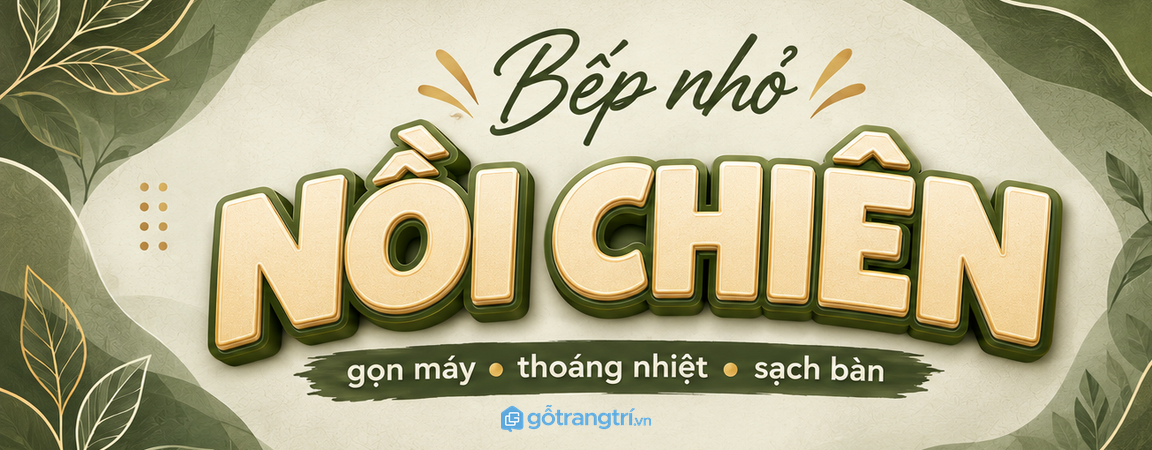 Tủ nồi chiên không dầu cho bếp nhỏ: gọn máy, thoáng nhiệt và sạch mặt bàn