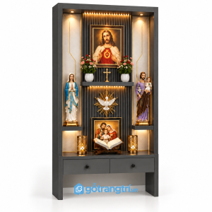 Tủ thờ Công giáo đứng bằng gỗ hiện đại GHS-5037 - 127x48x217cm - Màu ghi - GHS-5037b