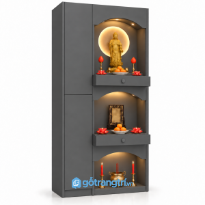 Tủ thờ đứng Phật gia tiên hiện đại gỗ sồi đẹp GHS-5088 - 81x41x178cm - Màu ghi - GHS-5088d