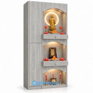 Tủ thờ đứng Phật gia tiên hiện đại gỗ sồi đẹp GHS-5088 - 81x41x178cm - Màu gỗ 413 - GHS-5088a