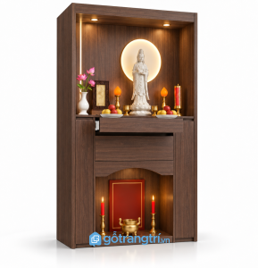 Tủ thờ đứng Phật gia tiên hiện đại gỗ sồi đẹp GHS-5088 - 81x41x178cm - Màu gỗ 612 - GHS-5088b