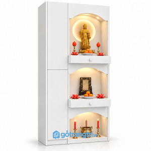 Tủ thờ đứng Phật gia tiên hiện đại gỗ sồi đẹp GHS-5088 - 81x41x178cm - Màu trắng - GHS-5088g
