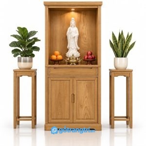 Tủ thờ gia tiên màu gỗ sáng có ngăn kéo GHS-5090