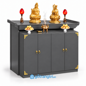 Tủ thờ Phật 4 cánh có tủ lưu trữ rộng rãi GHS-5085 - Màu ghi