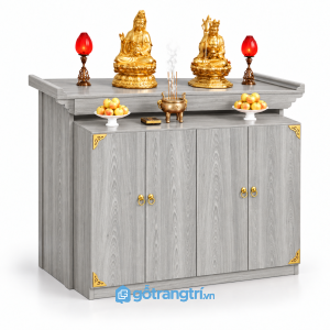 Tủ thờ Phật 4 cánh có tủ lưu trữ rộng rãi GHS-5085 - Màu gỗ 413