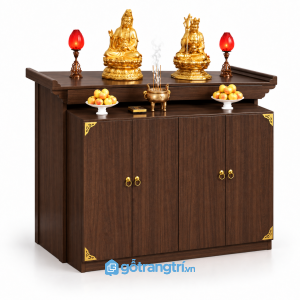 Tủ thờ Phật 4 cánh có tủ lưu trữ rộng rãi GHS-5085 - Màu gỗ 613