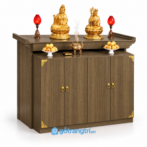 Tủ thờ Phật 4 cánh có tủ lưu trữ rộng rãi GHS-5085 - Màu gỗ óc chó