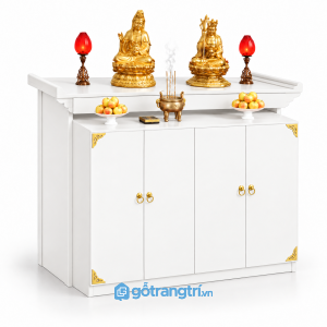 Tủ thờ Phật 4 cánh có tủ lưu trữ rộng rãi GHS-5085 - Màu trắng