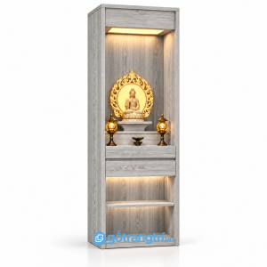 Tủ thờ Phật đứng có đèn LED bằng gỗ GHS-5018 - 610x410x1960mm - Màu gỗ 413 - GHS-5018