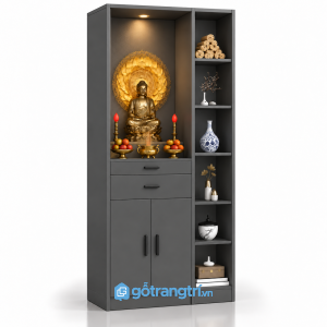 Tủ thờ Phật đứng có kệ trang trí hiện đại GHS-5084 - Màu ghi