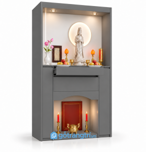 Tủ thờ Phật gia tiên 2 tầng hiện đại GHS-5070 - 810x410x1780mm - Màu ghi - GHS-5070