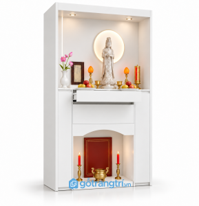 Tủ thờ Phật gia tiên 2 tầng hiện đại GHS-5070 - 810x410x1780mm - Màu trắng - GHS-5070