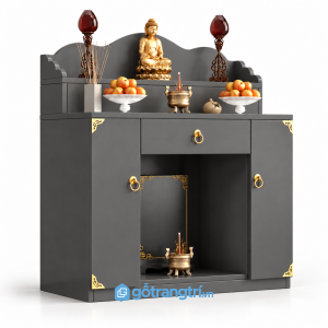 Tủ thờ Phật gia tiên 2 tầng hiện đại gỗ sồi GHS-5087 - 108x61x166cm - Màu ghi - GHS-5087c