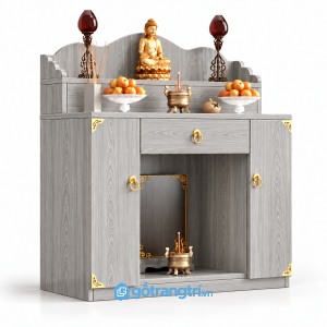 Tủ thờ Phật gia tiên 2 tầng hiện đại gỗ sồi GHS-5087 - 108x61x166cm - Màu gỗ 413 - GHS-5087a