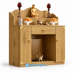Tủ thờ Phật gia tiên 2 tầng hiện đại gỗ sồi GHS-5087 - 108x61x166cm - Màu gỗ sồi - GHS-5087e
