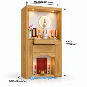 Tủ thờ Phật gia tiên 2 tầng hiện đại, nhiều ngăn tiện dụng