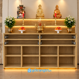 Tủ thờ Phật gia tiên có tủ lưu trữ hiện đại GHS-5082 - hình ảnh thực tế 1