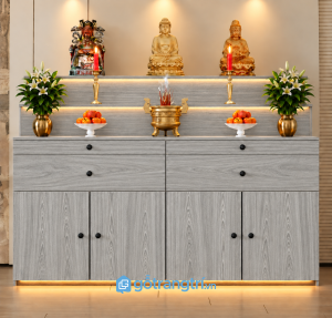 Tủ thờ Phật gia tiên có tủ lưu trữ hiện đại GHS-5082 - Màu gỗ 413