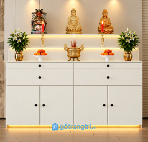 Tủ thờ Phật gia tiên có tủ lưu trữ hiện đại GHS-5082 - Màu trắng