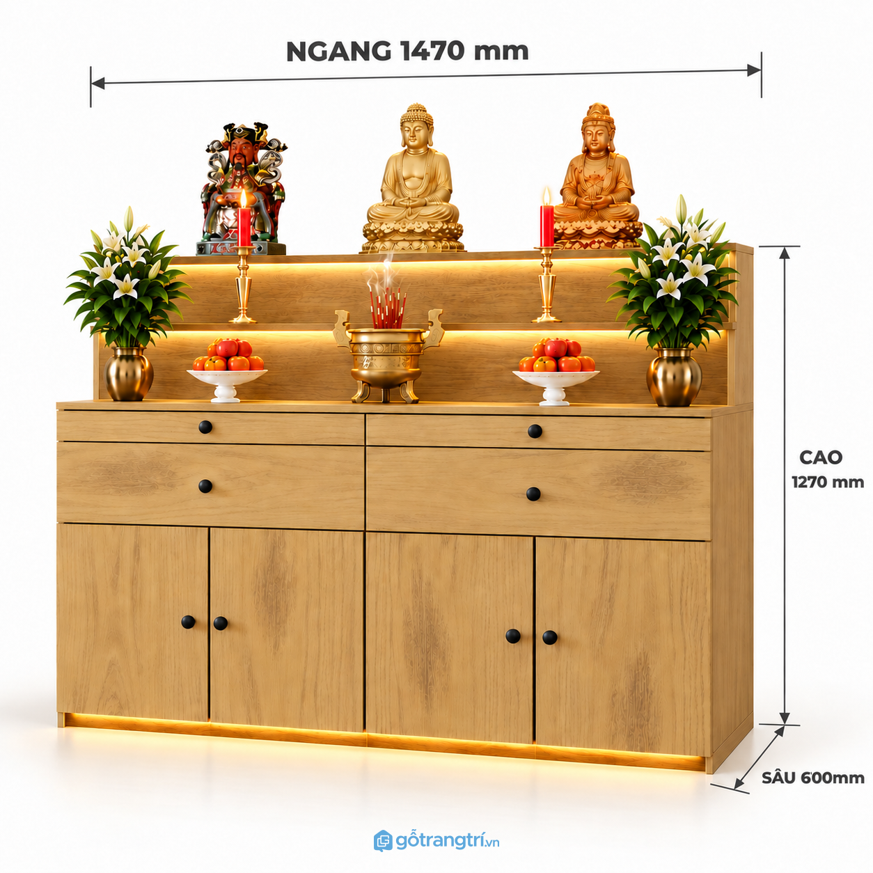 Tủ thờ Phật gia tiên có tủ lưu trữ nhiều ngăn tiện dụng Tủ thờ Phật gia tiên có tủ lưu trữ nhiều ngăn tiện dụng