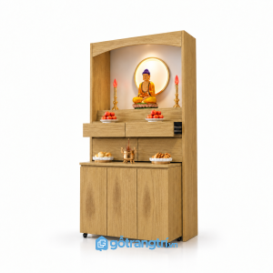 Tủ thờ Phật gia tiên nhiều ngăn có bánh xe GHS-5081