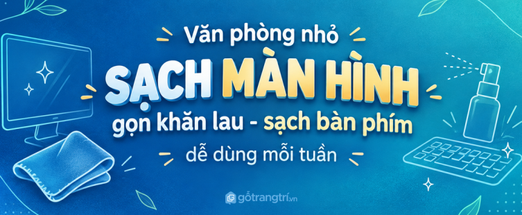 Tủ dụng cụ vệ sinh màn hình văn phòng nhỏ: gọn khăn lau, sạch bàn phím và dễ dùng mỗi tuần