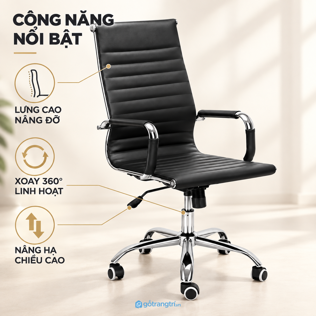Xoay, nâng hạ và di chuyển linh hoạt