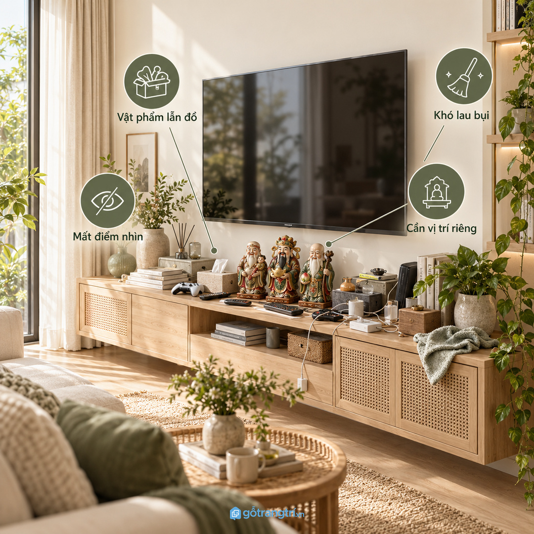 Tượng đẹp nhưng dễ làm phòng khách bị rối nếu thiếu điểm đặt riêng
