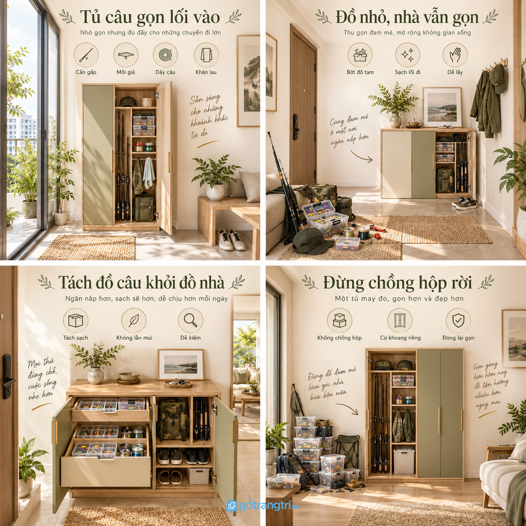 Đồ câu nhỏ nhưng để sai chỗ làm căn hộ nhanh rối và khó tìm khi cần