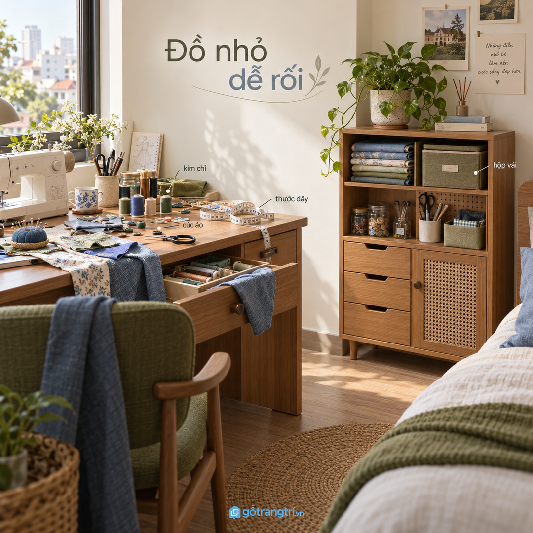 Đồ may vá nhỏ nhưng dễ thất lạc và làm nhà rối