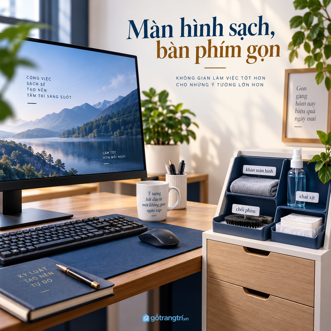 Bàn gọn cuối ngày giúp sáng hôm sau vào việc nhanh hơn