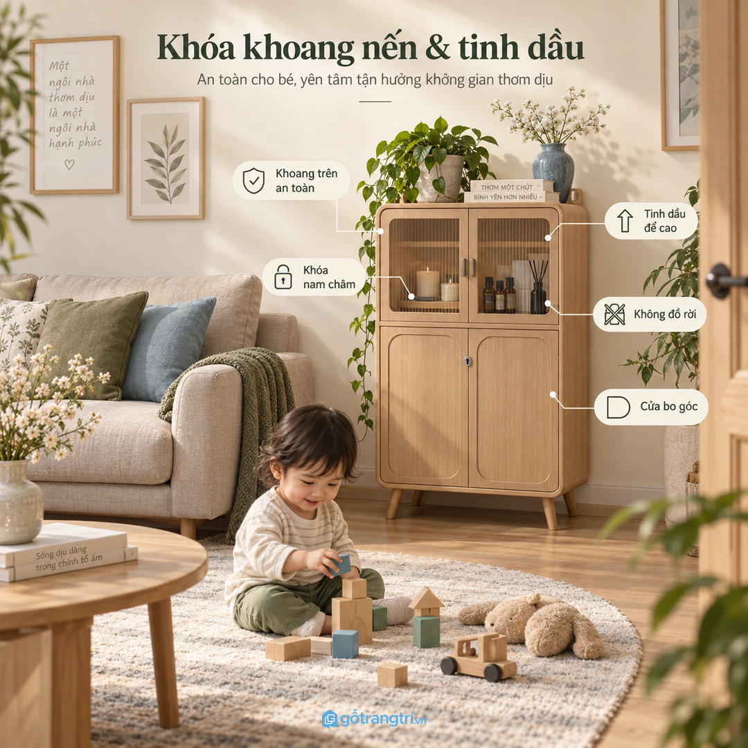 Tinh dầu và nến thơm để rải rác làm bàn trà nhanh rối