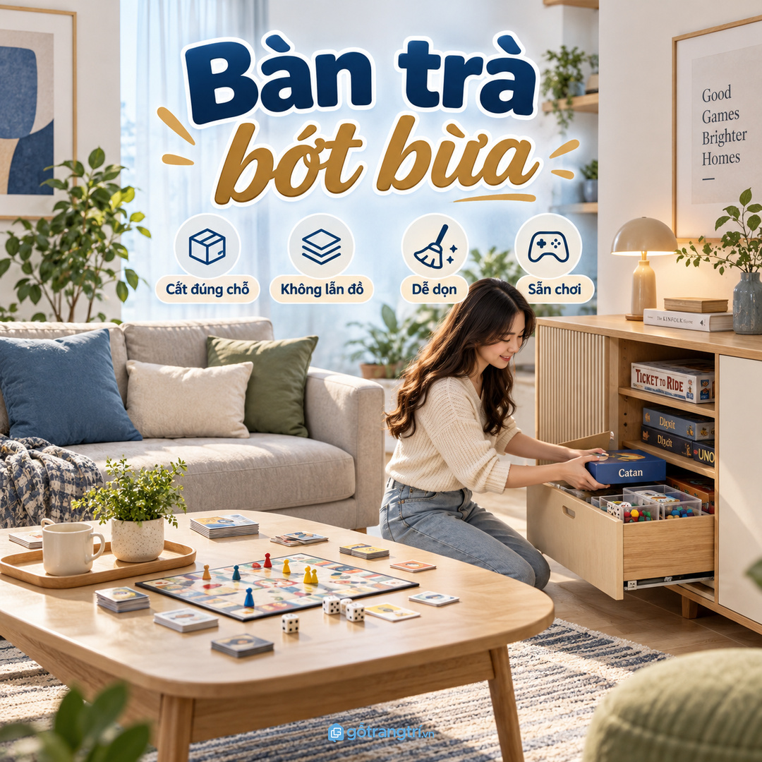 Bàn trà dễ bừa khi puzzle không có chỗ cất cố định