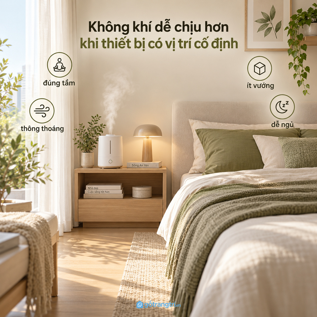 Không khí dễ chịu hơn khi thiết bị nằm đúng tầm và thông thoáng