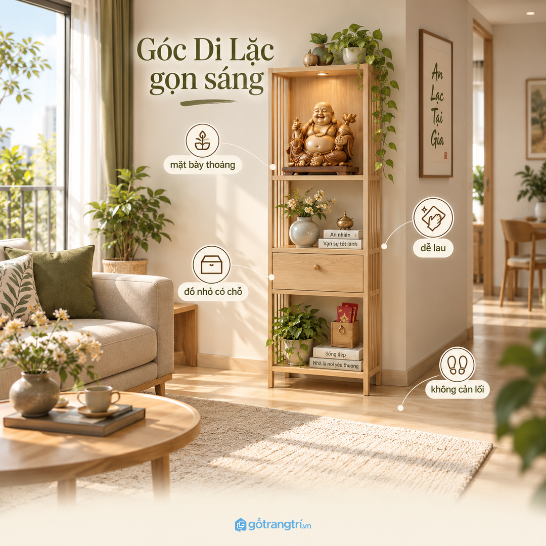 Kệ riêng giúp vật phẩm có điểm nhìn đẹp nhưng vẫn dễ lau dọn