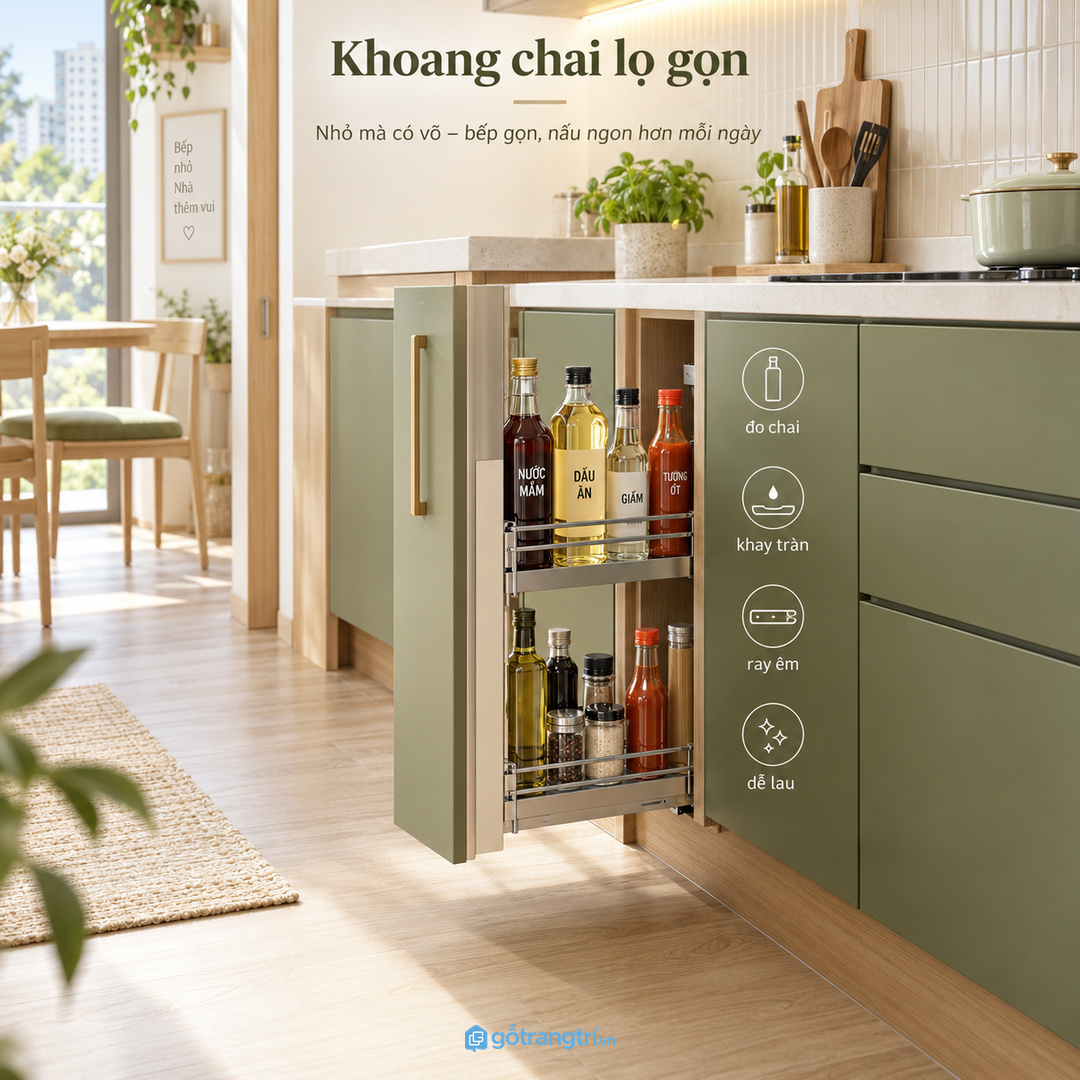 Mùi dầu và nước chảy cần khoang riêng dễ lau không lẫn với bát đĩa sạch