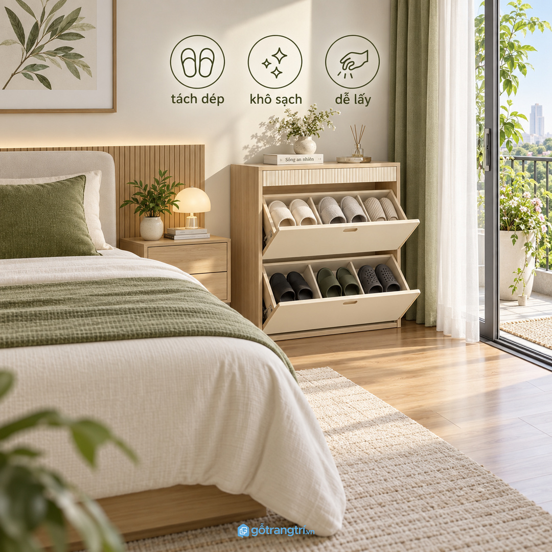 Dép mềm cần chỗ cất riêng để không lẫn với dép ngoài trời