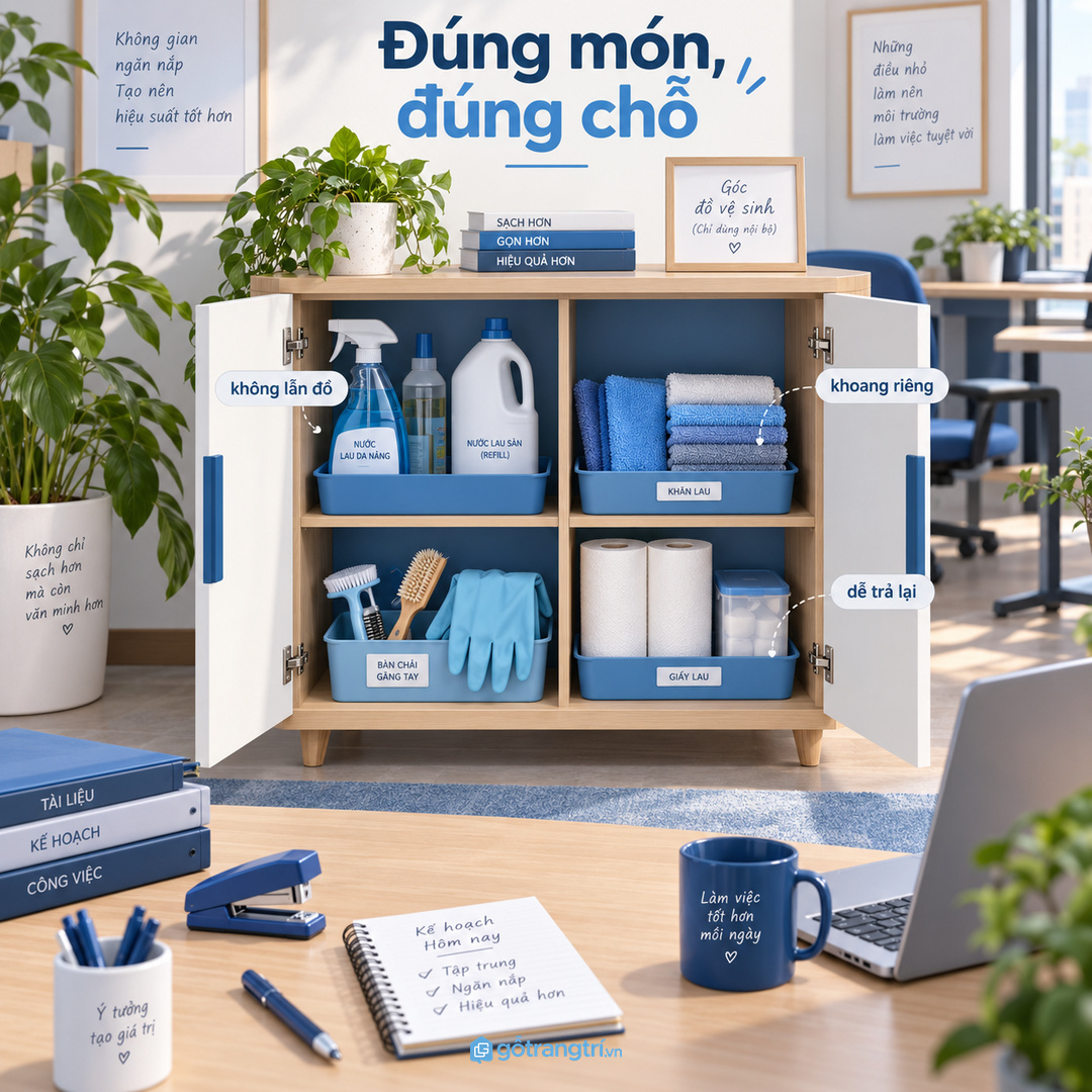 Tủ riêng giúp khu họp và showroom sạch hơn sau mỗi chương trình