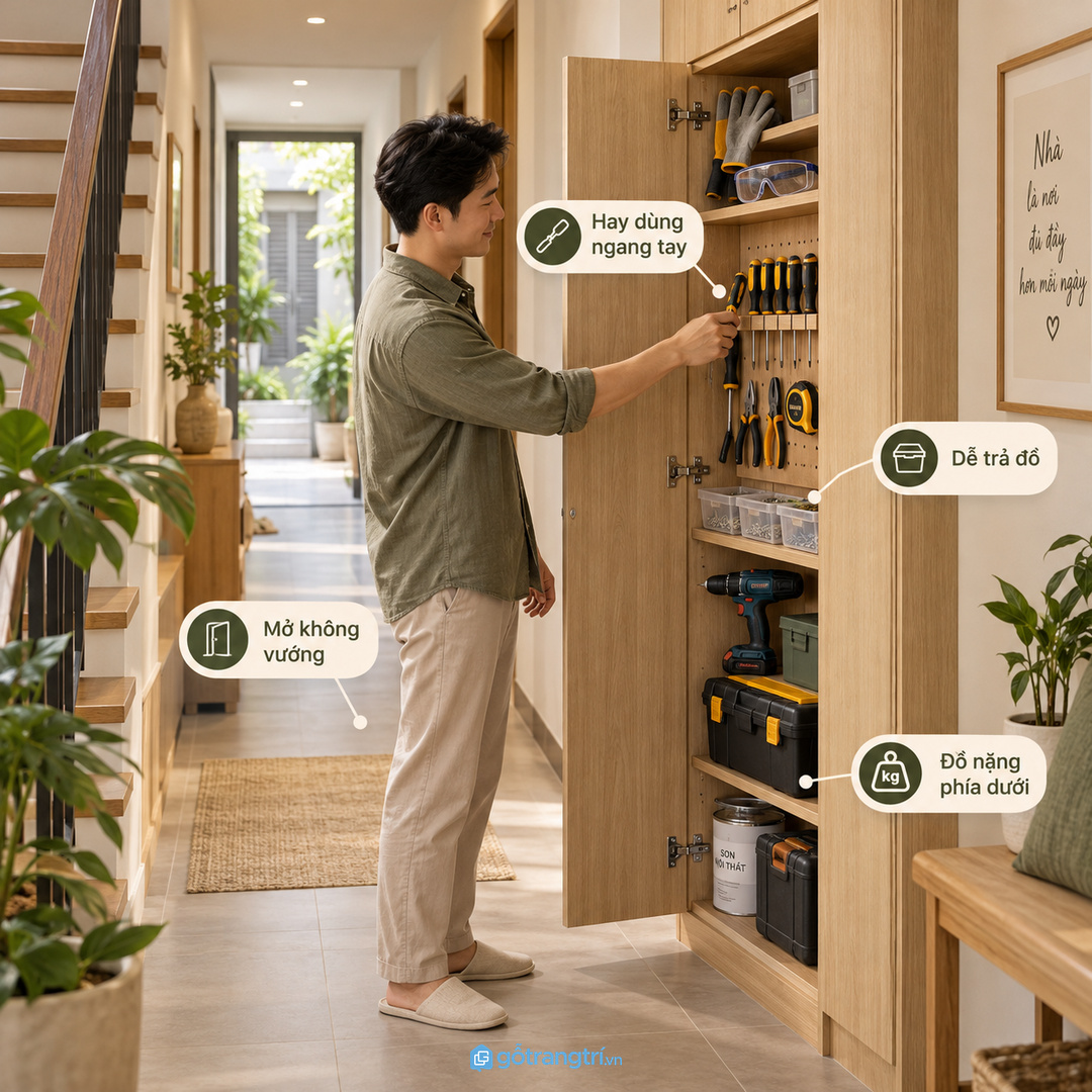Máy khoan tua vít và hộp vít nên có luồng lấy trả rõ ràng