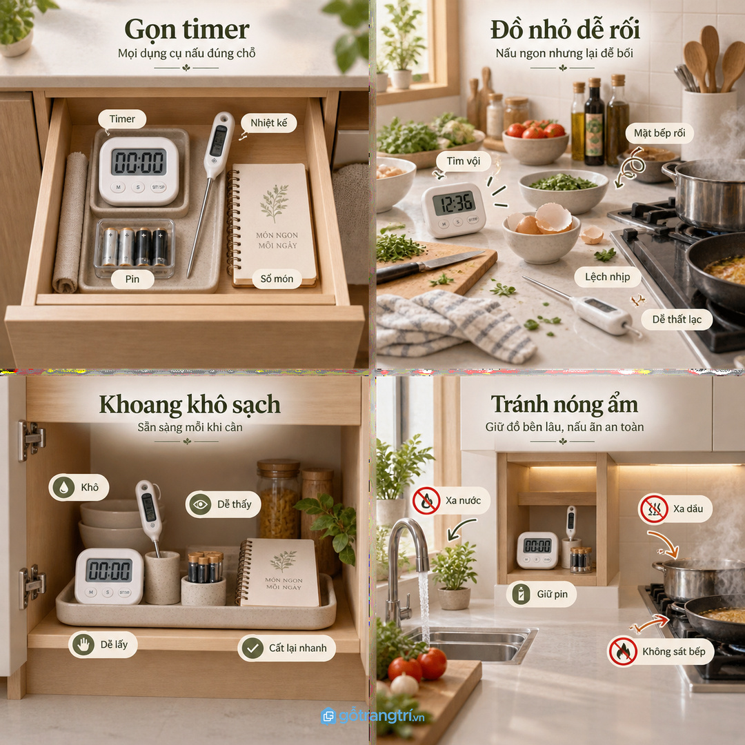 Dụng cụ theo dõi thời gian cần khoang khô sạch để dùng nhanh