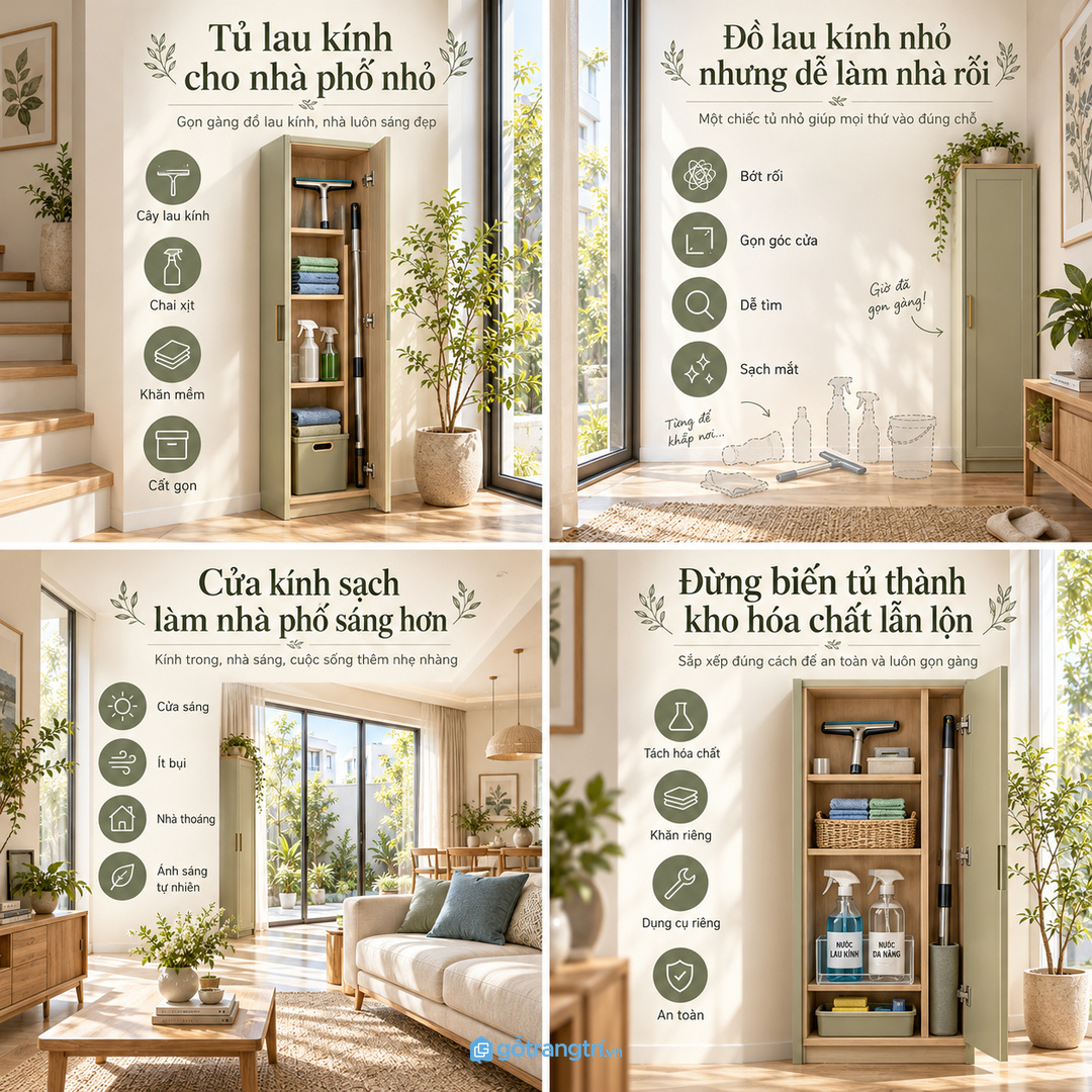 Cửa kính sạch giúp nhà phố sáng hơn và ít cảm giác bí