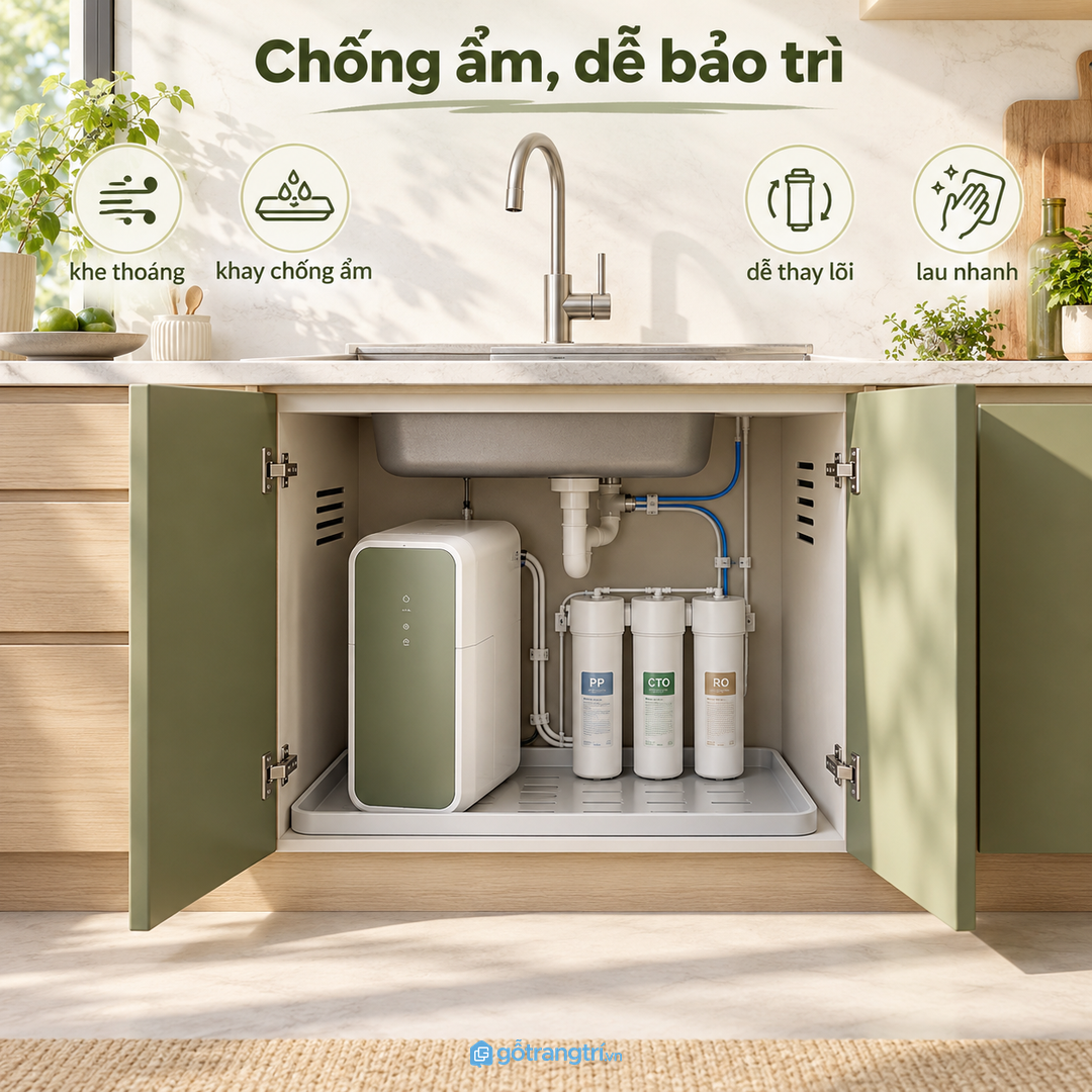 Dây ống cần tủ riêng để dễ kiểm tra rò nước và bảo trì định kỳ