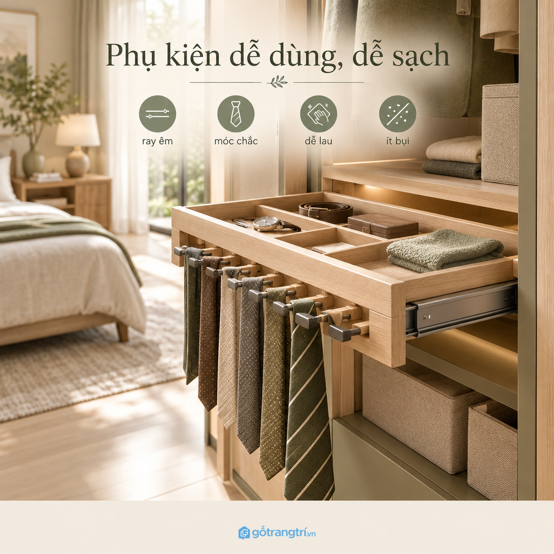 Thắt lưng và cà vạt cần cách cất khác áo quần để không gãy form hoặc rối dây