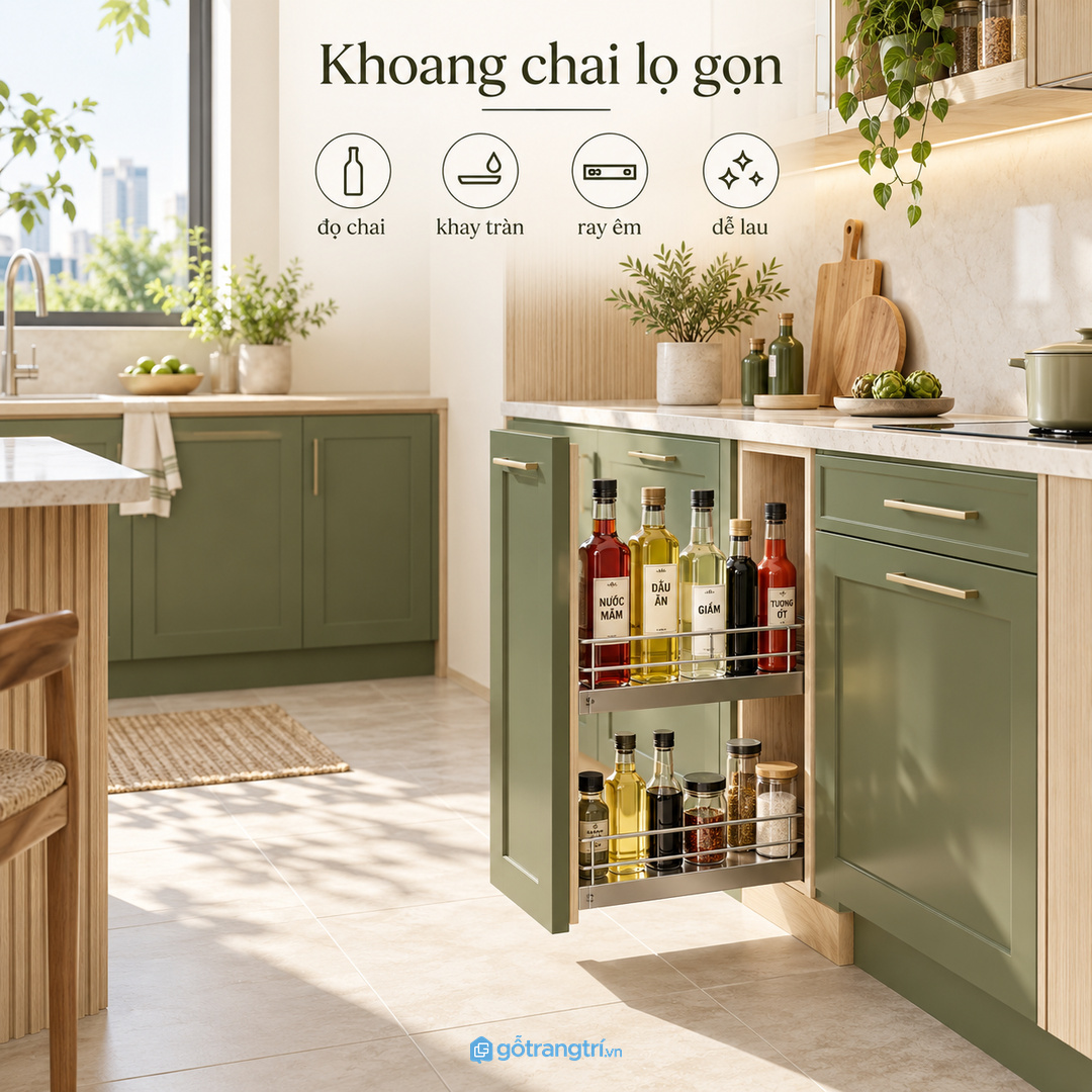 Không nên biến khoang chai lọ thành nơi nhét mọi đồ lặt vặt trong bếp