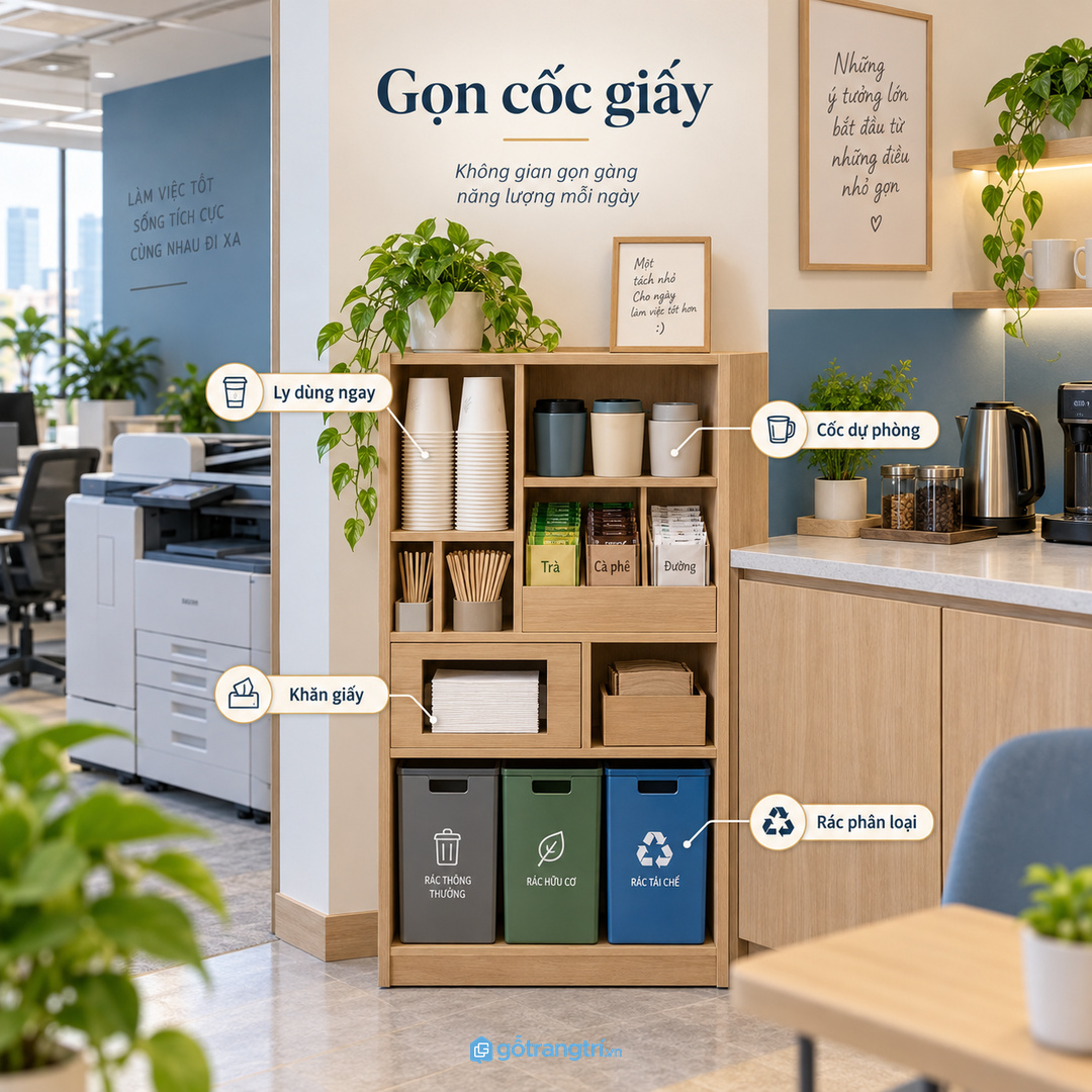 Không nên trộn cốc giấy với giấy tờ văn phòng phẩm và đồ cá nhân