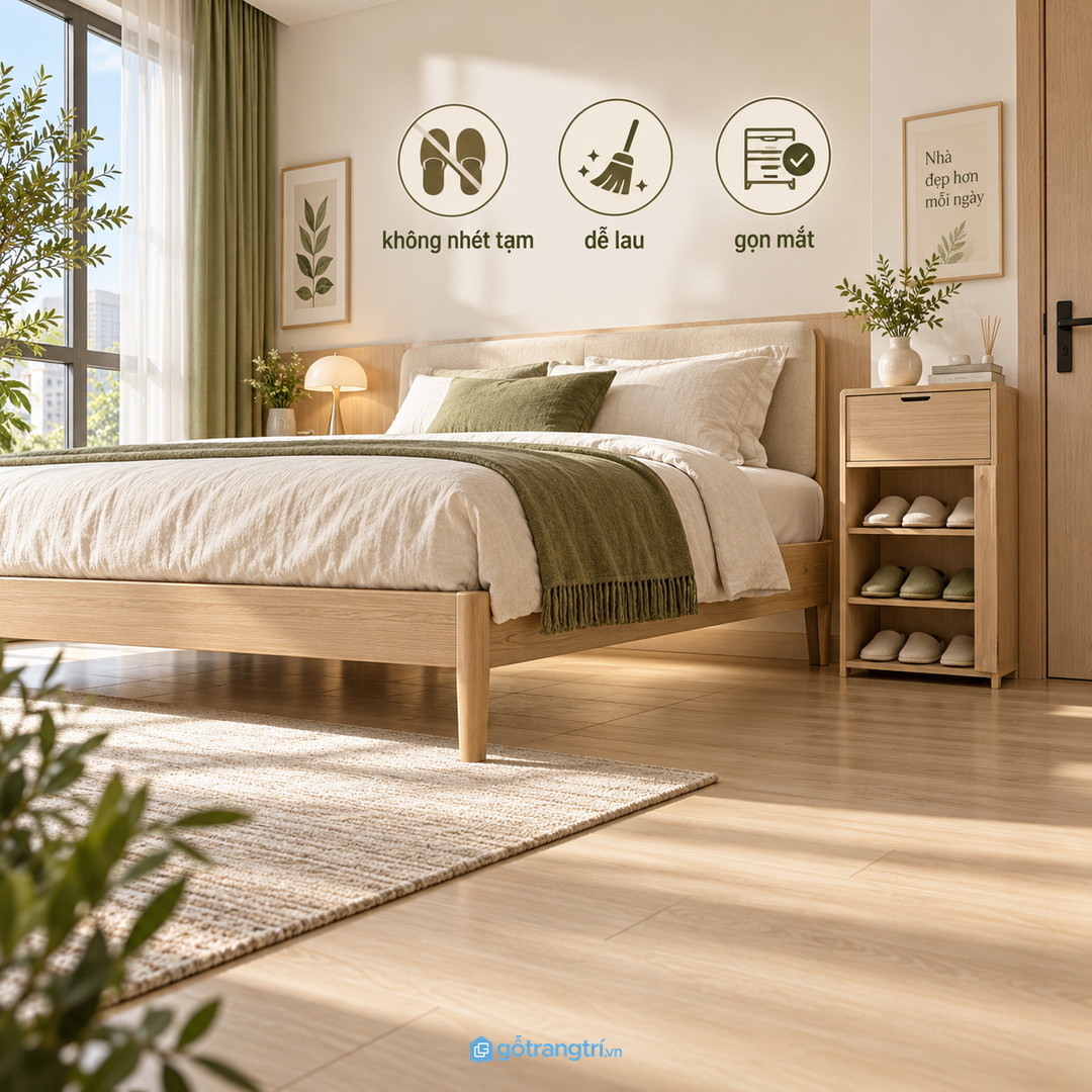 Không nên biến gầm giường thành nơi nhét dép tạm